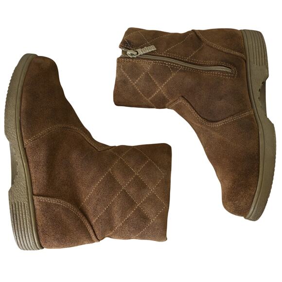 Women's Quilted Brown Suede Totes Zip Up Boots - Sz 8 - Picture 6 of 11